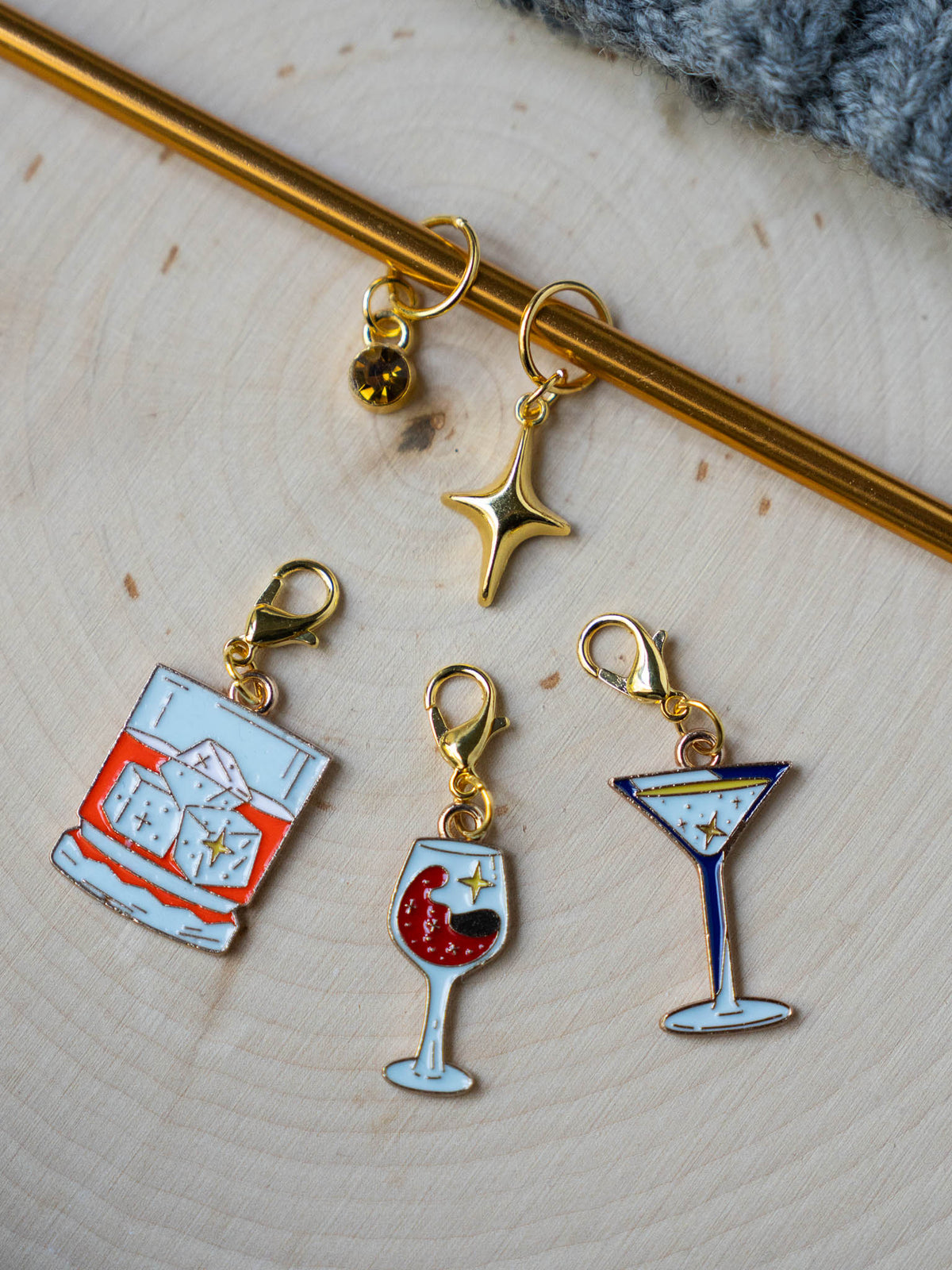 Spooky Cocktails & Positions Stitch Marker Set