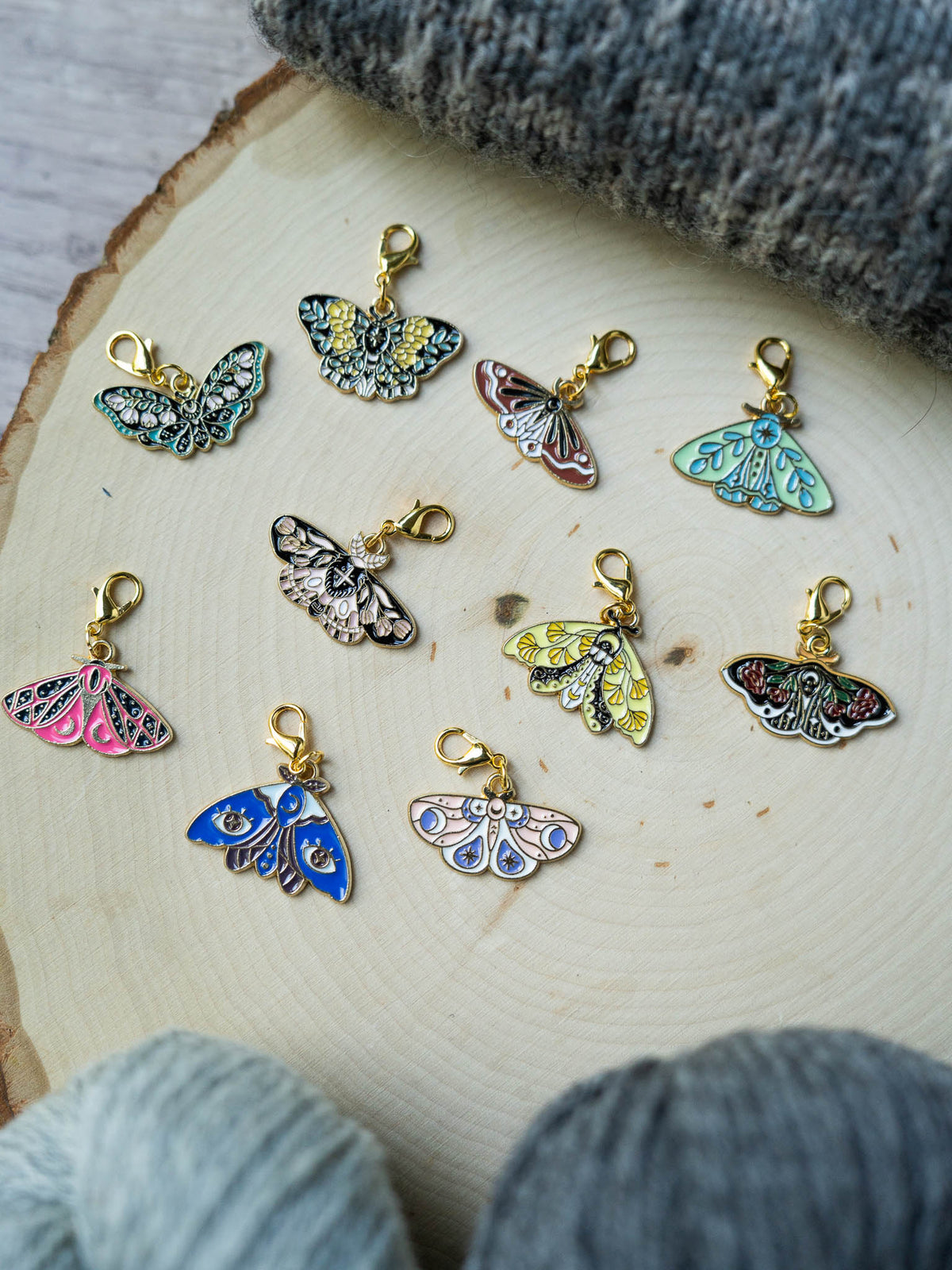 Colorful Moth Stitch Markers
