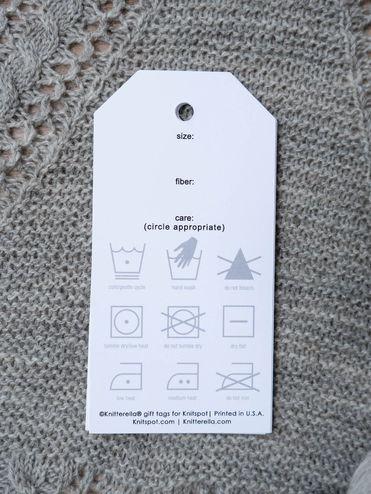 Printed Knitting Gift Tags Set of 6 – Handmade Labels with Care Instructions for Knit Projects