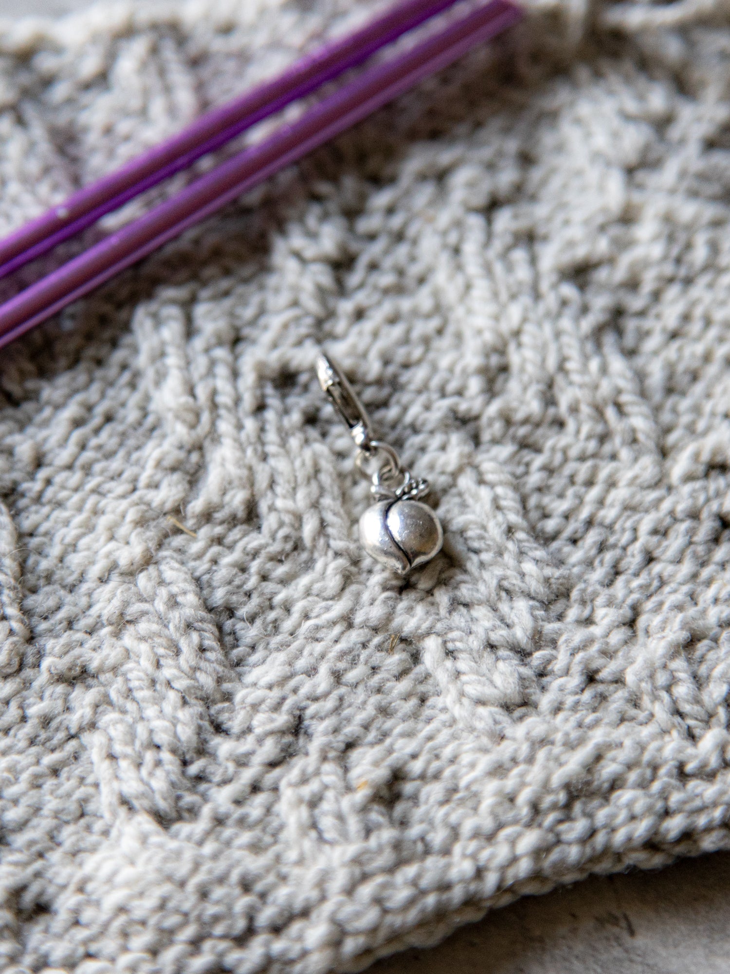 Silver Peaches  Progress Keeper, Stitch Marker