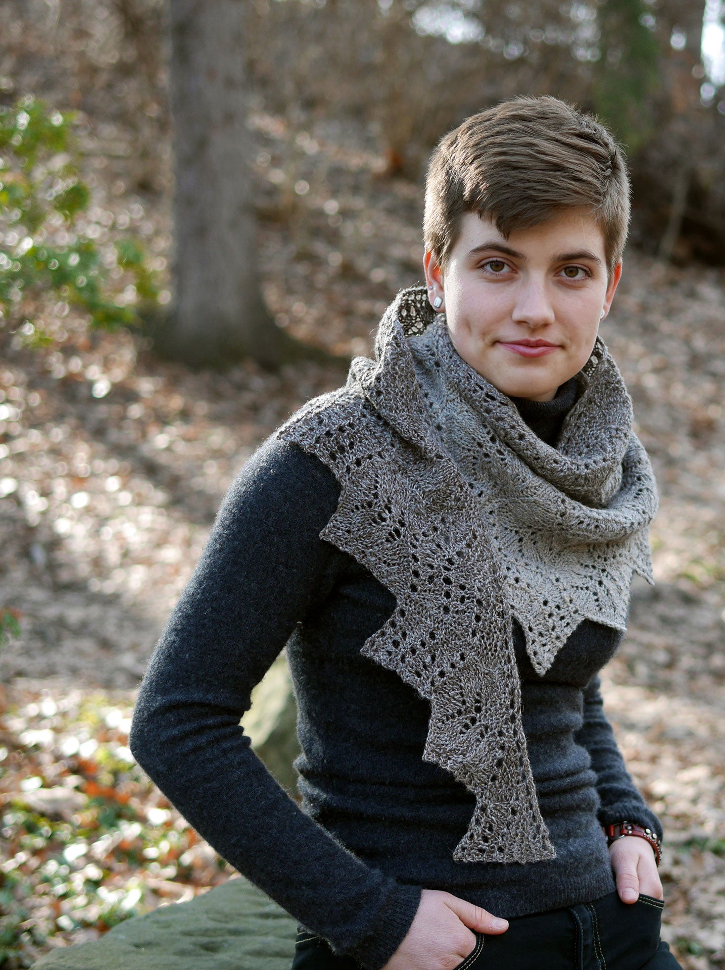 Magnolia Plaza Asymmetric Shawl