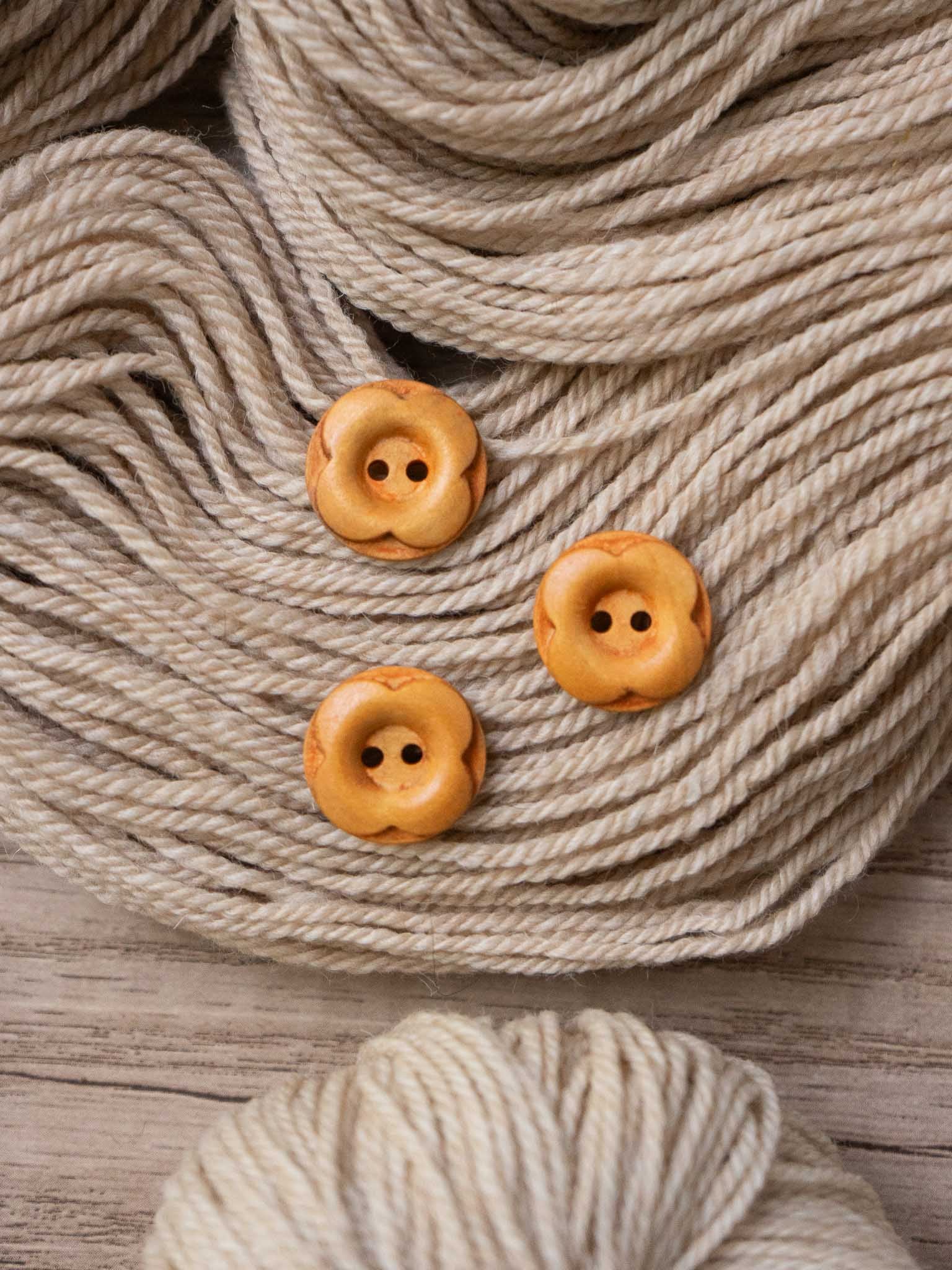 Carved Flower <br/><small>Wooden Button</small>