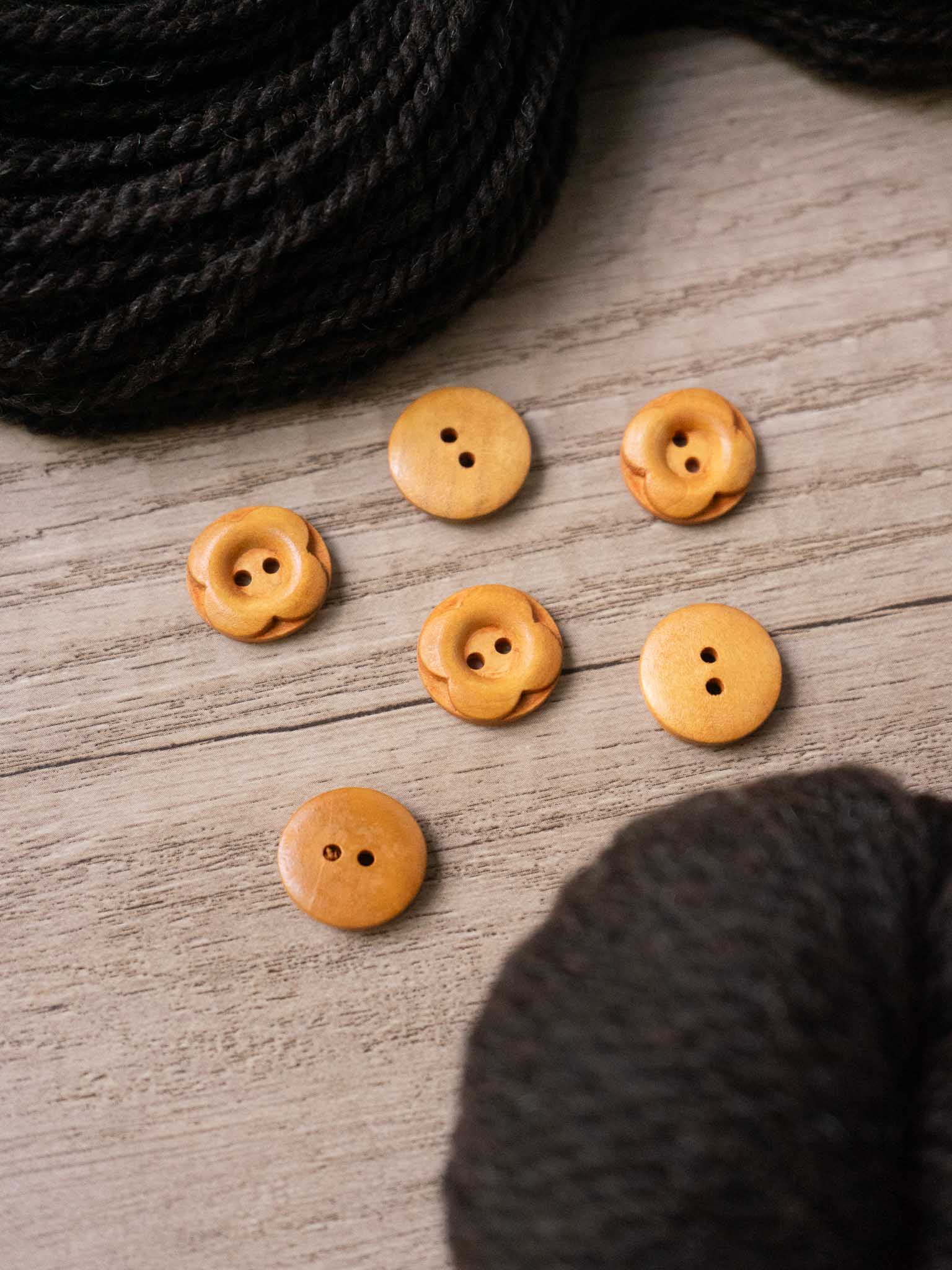 Carved Flower <br/><small>Wooden Button</small>