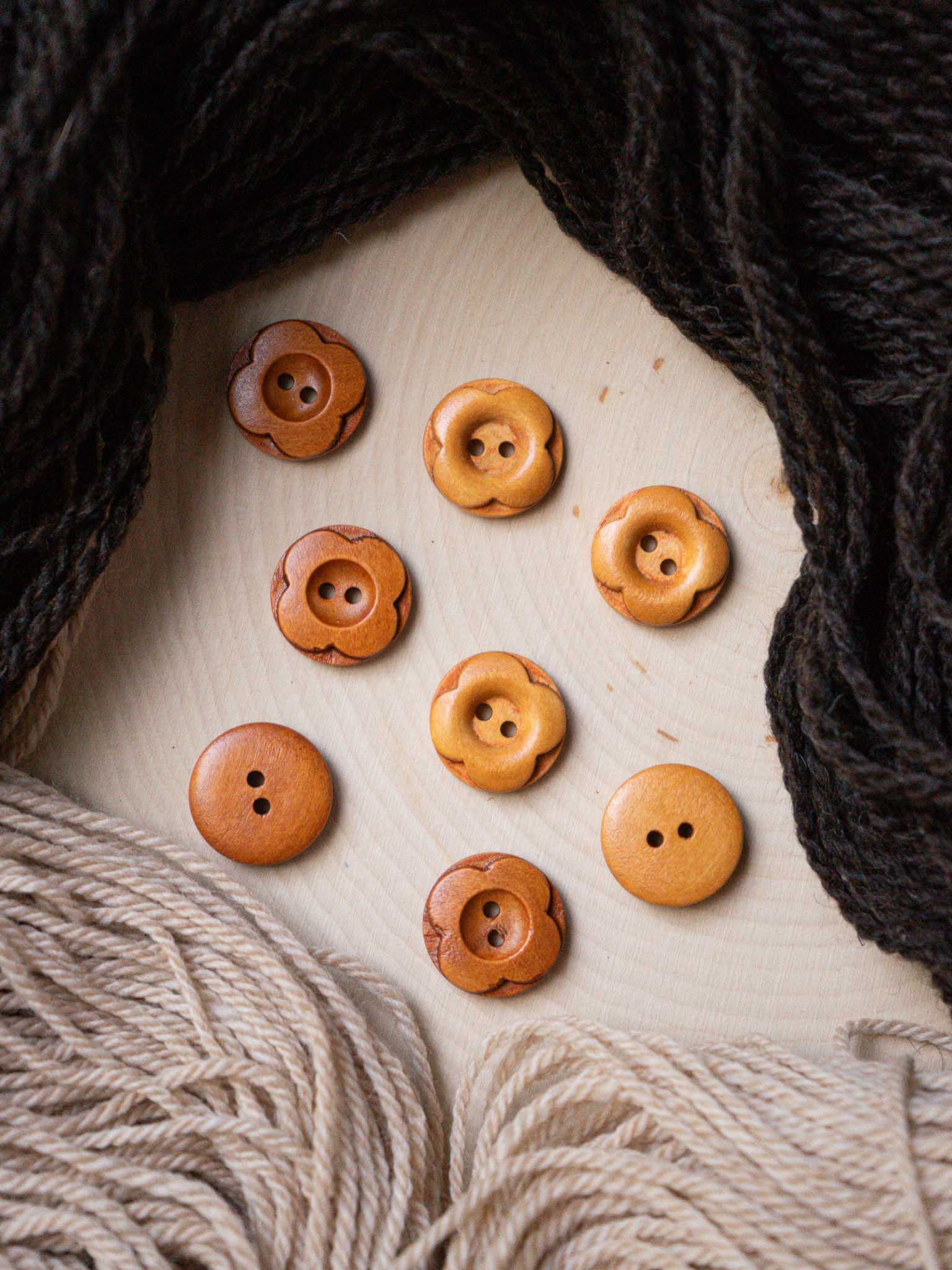 Carved Flower <br/><small>Wooden Button</small>