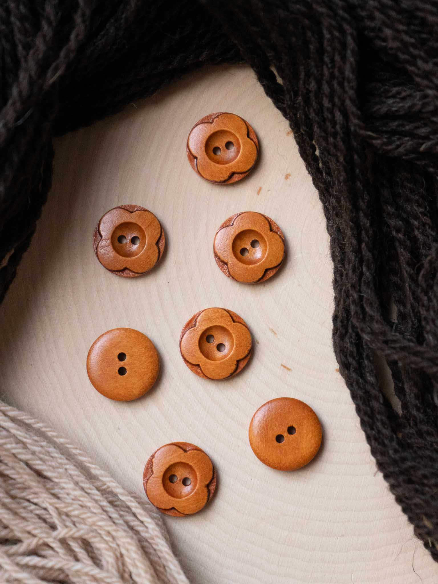 Carved Flower <br/><small>Wooden Button</small>