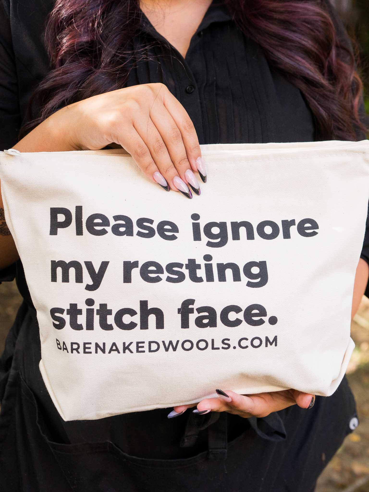 "Resting Stitch Face" Project Bag Canvas
