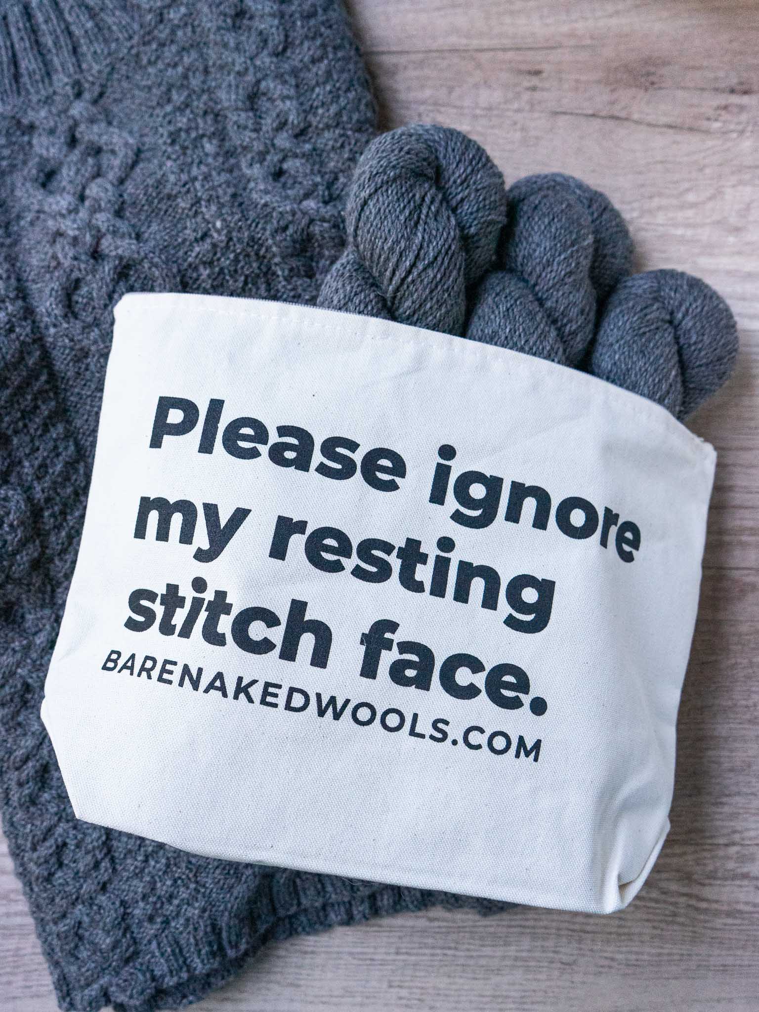 "Resting Stitch Face" Project Bag Canvas