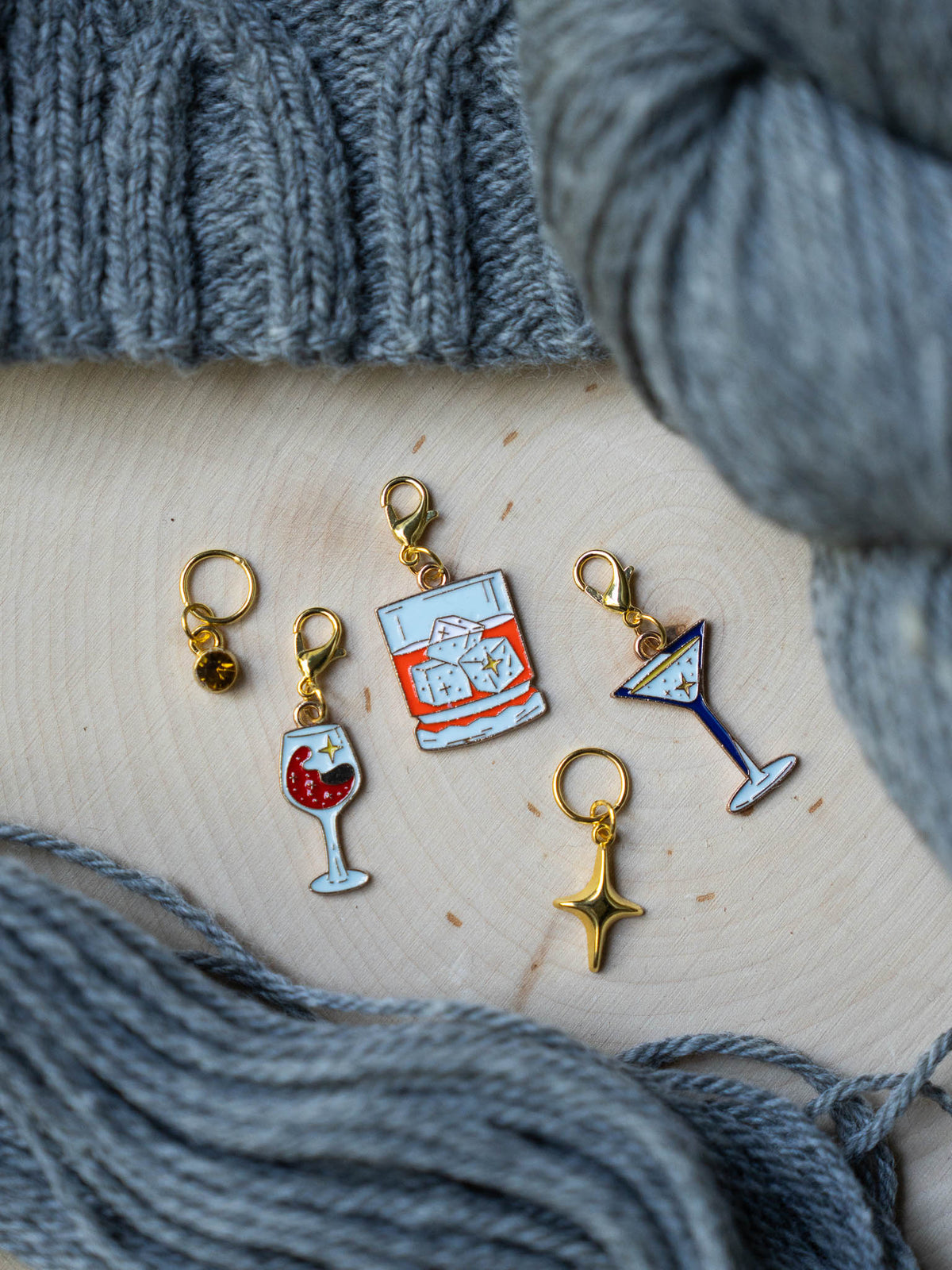 Spooky Cocktails & Positions Stitch Marker Set