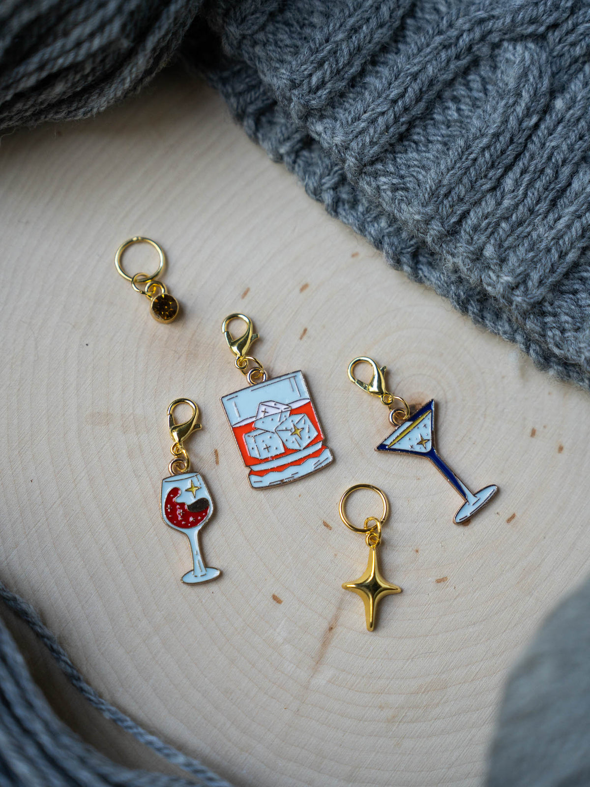 Spooky Cocktails & Positions Stitch Marker Set