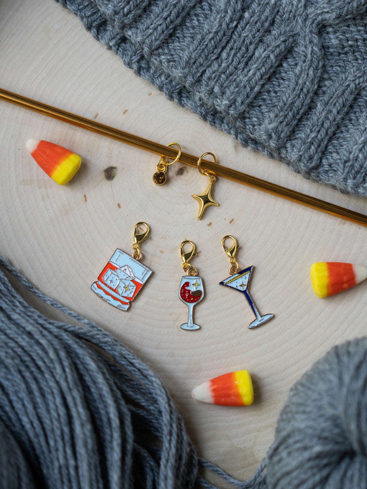 Spooky Cocktails & Positions Stitch Marker Set