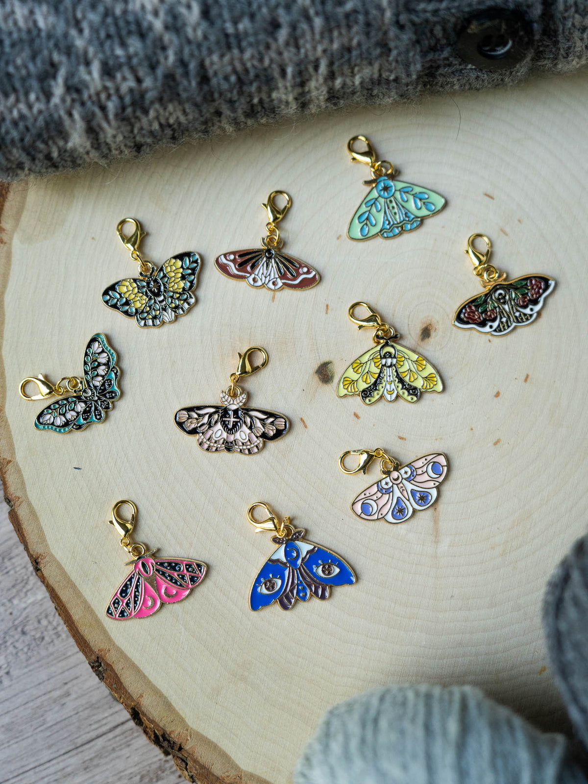 Colorful Moth Stitch Markers