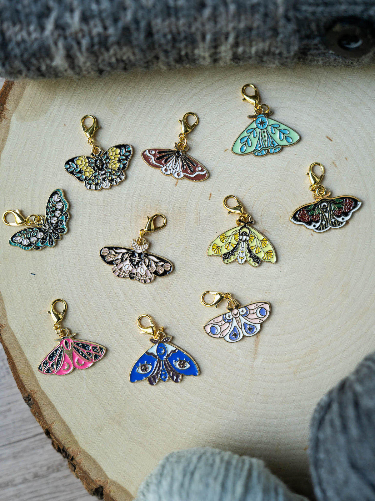 Colorful Moth Stitch Markers