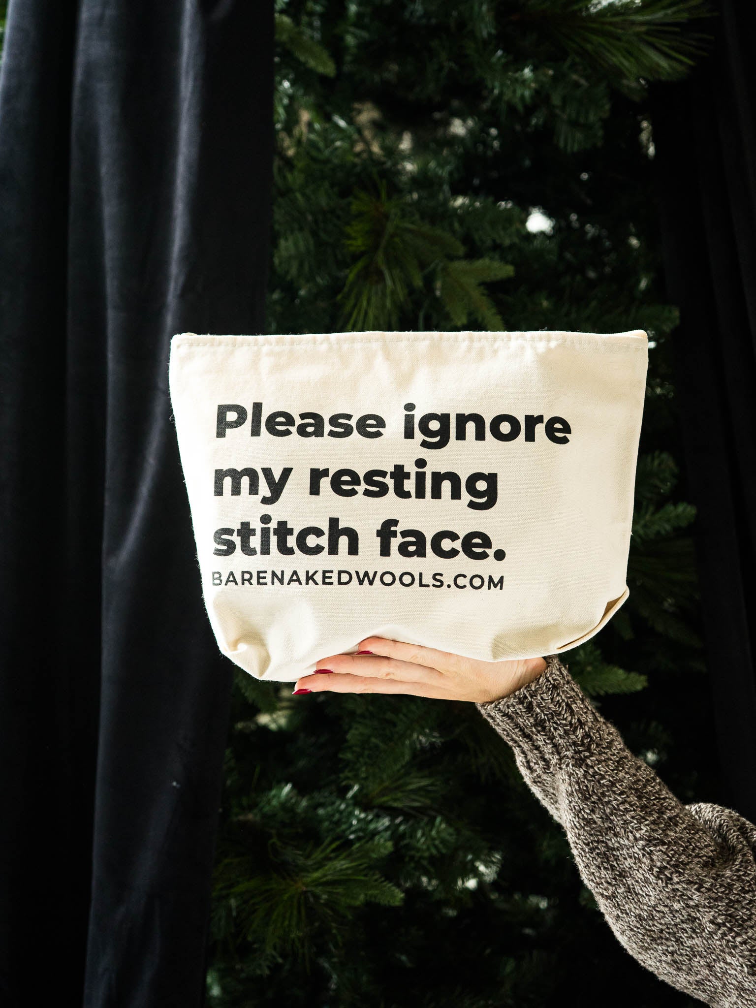 "Resting Stitch Face" Project Bag Canvas