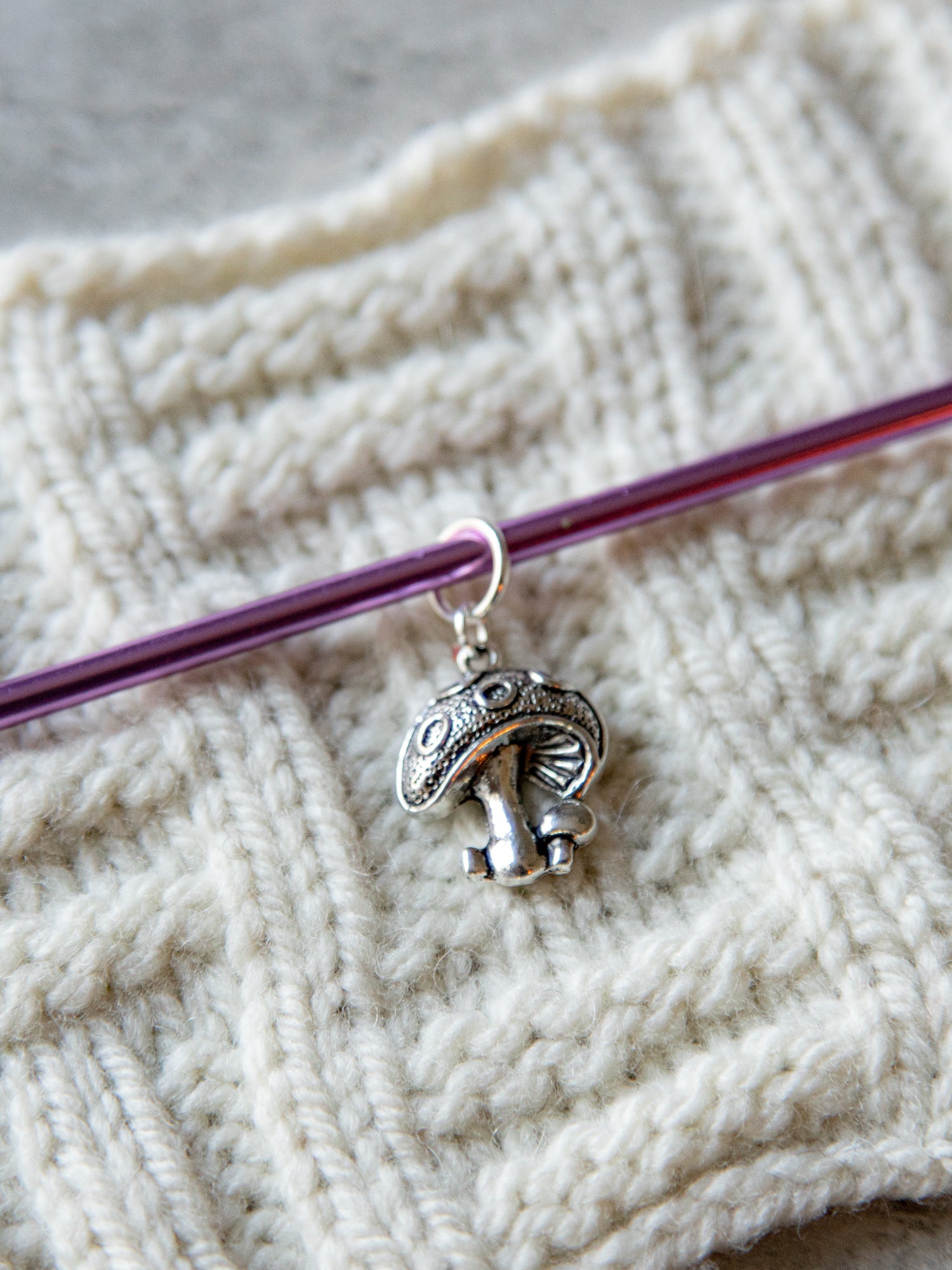 Silver Mushroom Stitch Marker