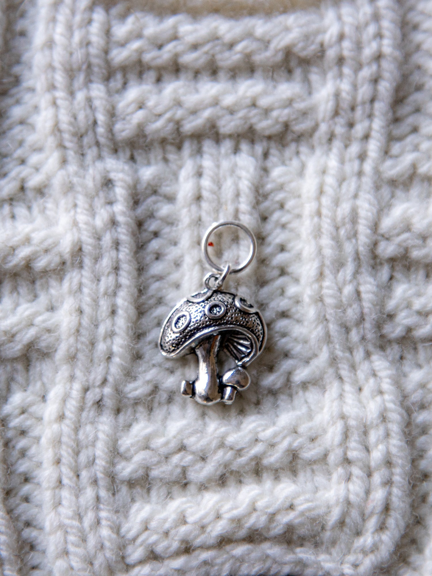 Silver Mushroom Stitch Marker