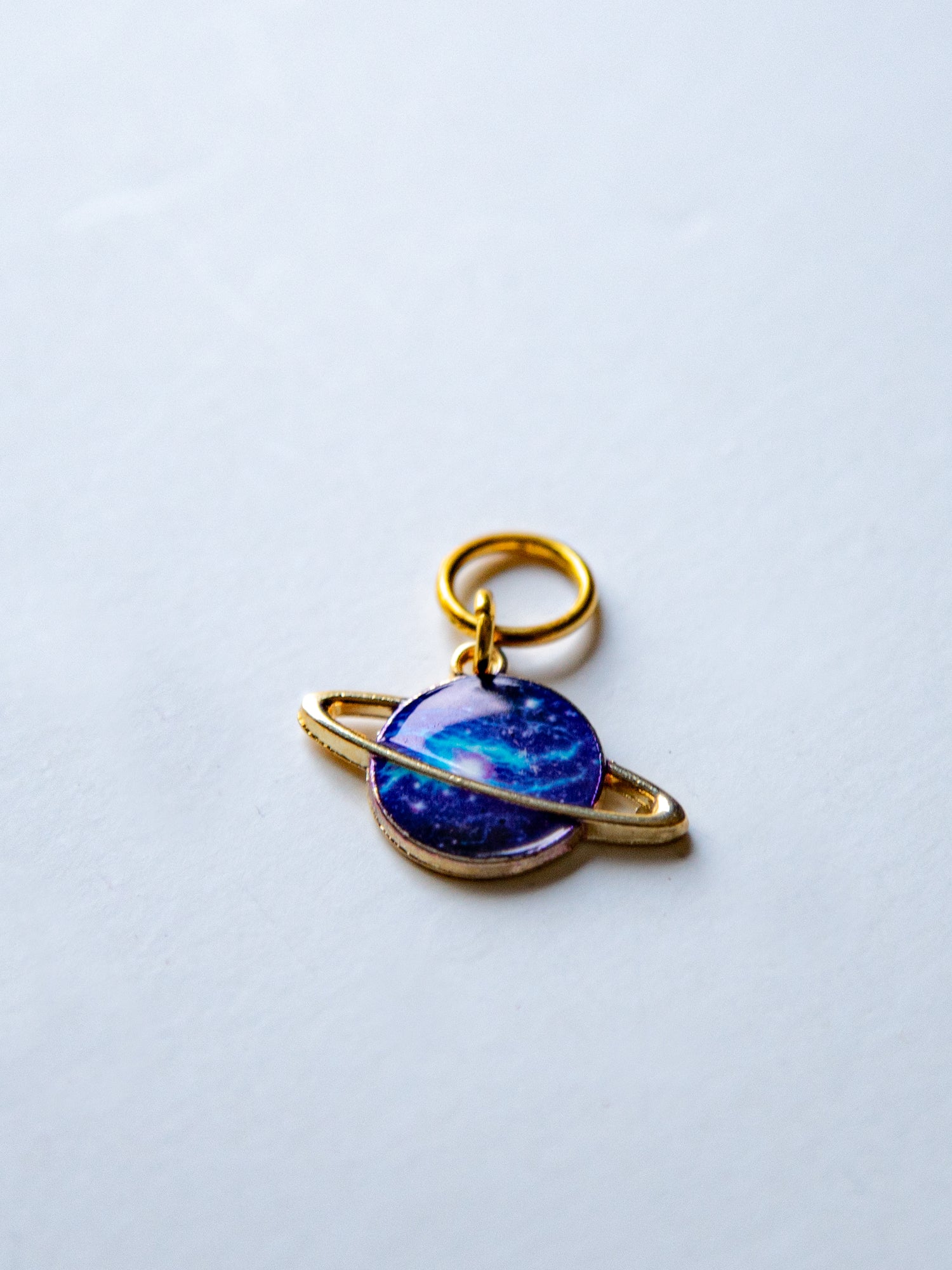 Blue Galaxy Planet Enamel Stitch Marker