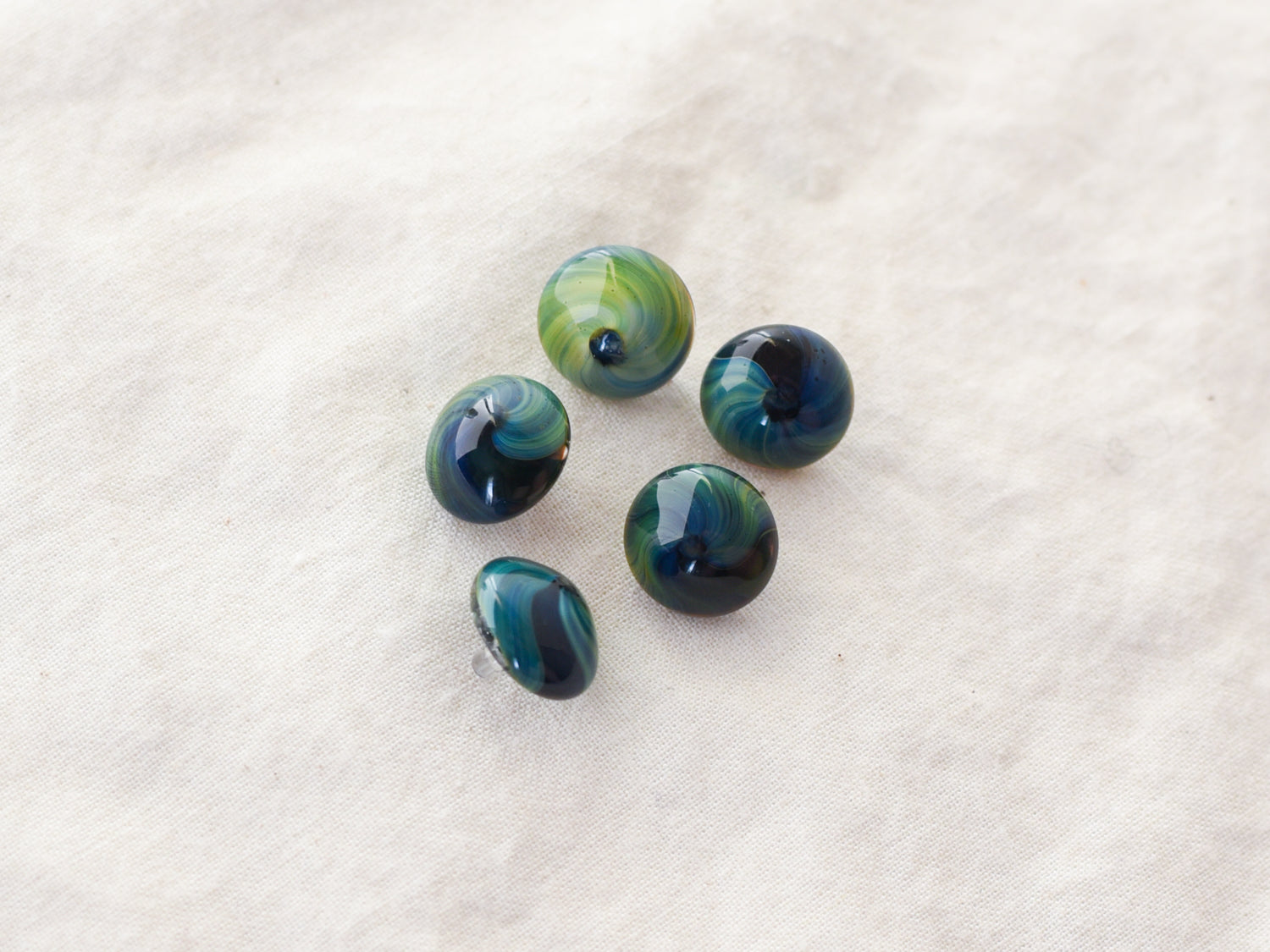 Moving Mud Blue/Green Glass Button Set