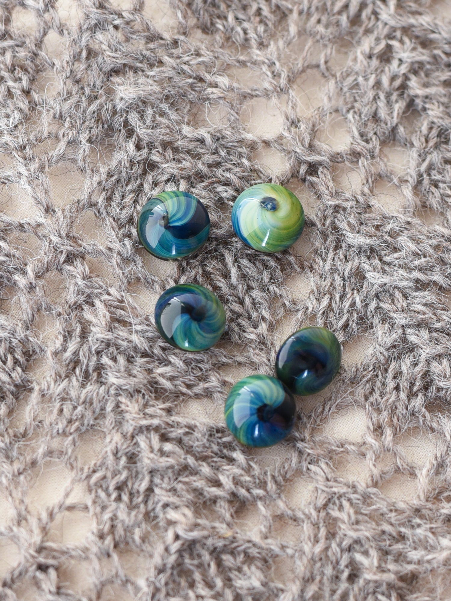 Moving Mud Blue/Green Glass Button Set