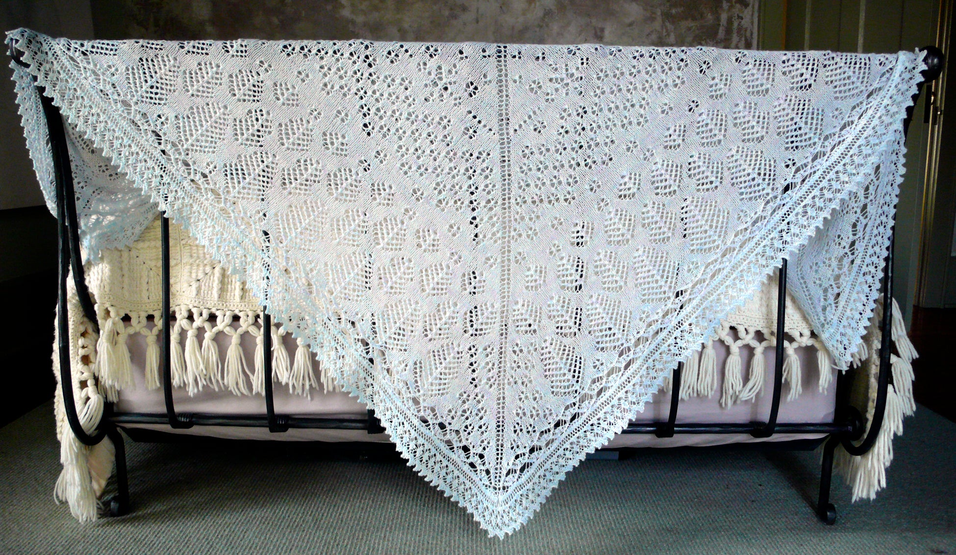 Snowflakes in Cedarwoods Lace Shawl